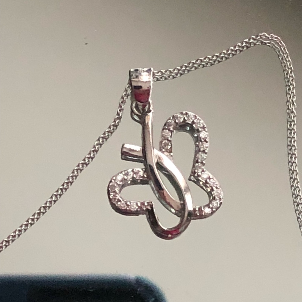 White Sapphire Necklace 14K White Gold Sterling Silver